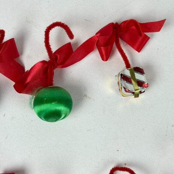 Vintage Christmas Miniature Ornaments Set Of 12 Candy Canes & Baubles Santa Pine - Picture 4 of 7